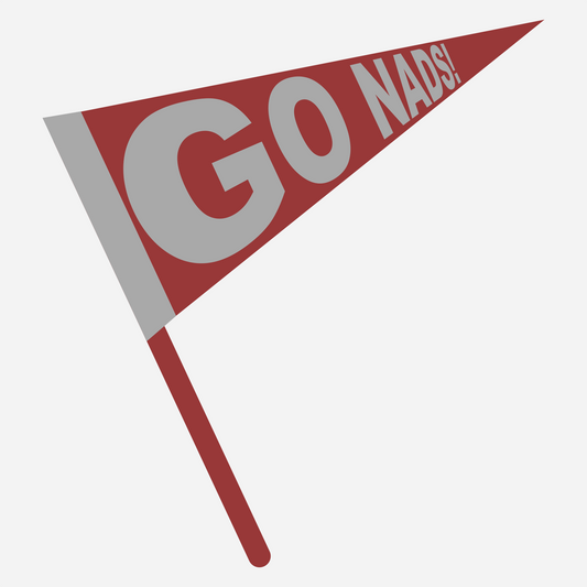 Red and gray pennant flag with 'GO NADS!' text on a white background