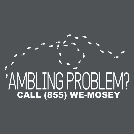 Text on a dark background with a phone number and question about ambling problems.