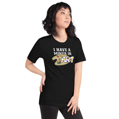 Woman in black Miner in Art t-shirt