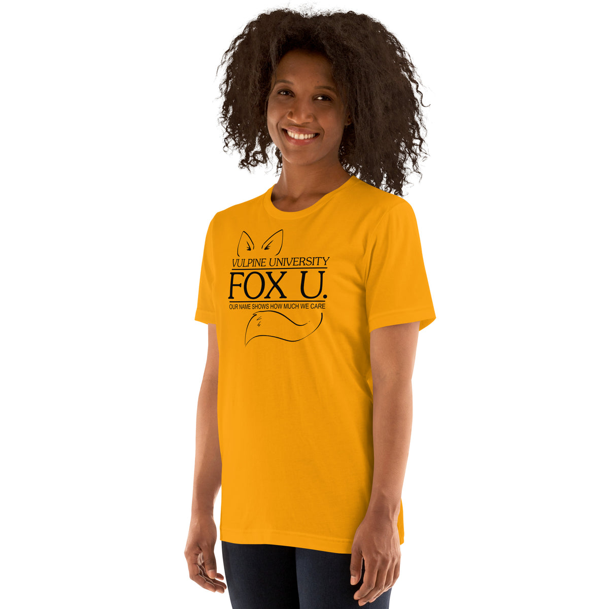 Woman in gold Fox U t-shirt